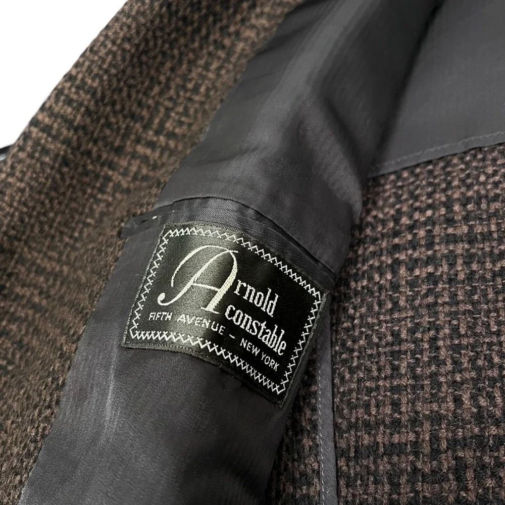 1950s Arnold Constable Sport Coat Mens 40 Brown Vintage Tweed Wool Check Blazer